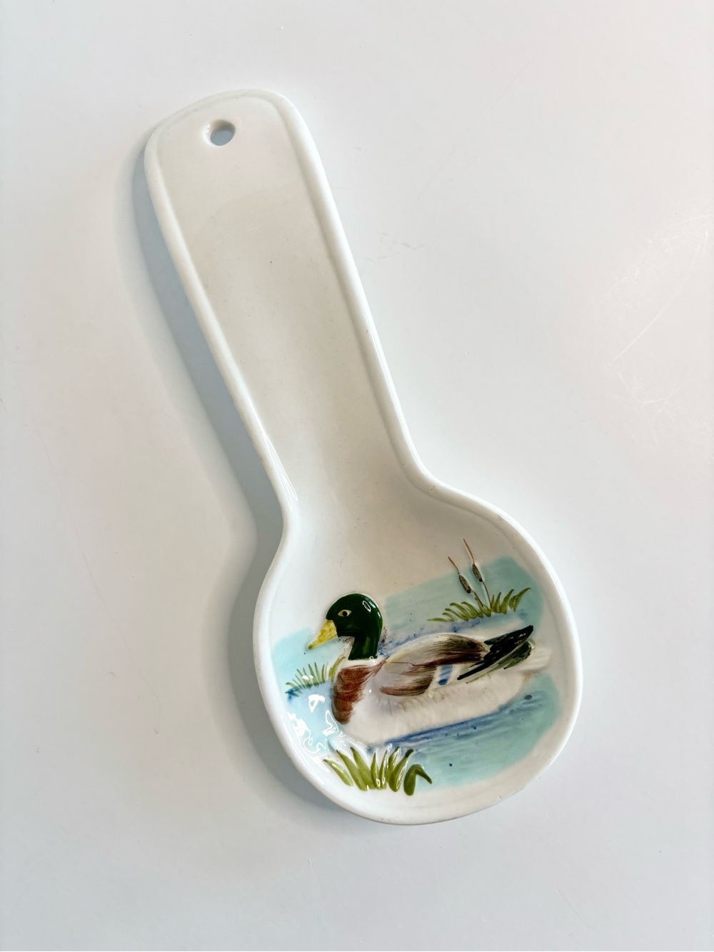 Vintage Otagiri Japan Embossed Mallard Duck Ceramic Spoon Rest